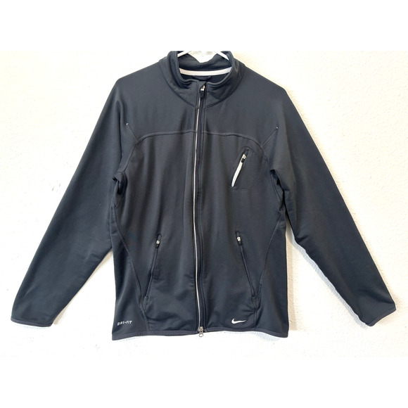 Nike Dri-FIT Full Zip Jacket Men S Gray Fleece Lined Training Track Athletic - Picture 1 of 5